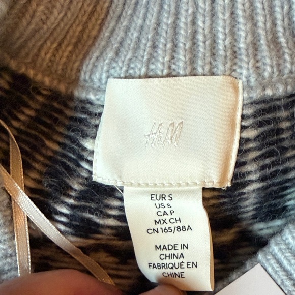 H&M Cream/Patterned Jacquard-Knit Sweater/NWT/S - Picture 8 of 13
